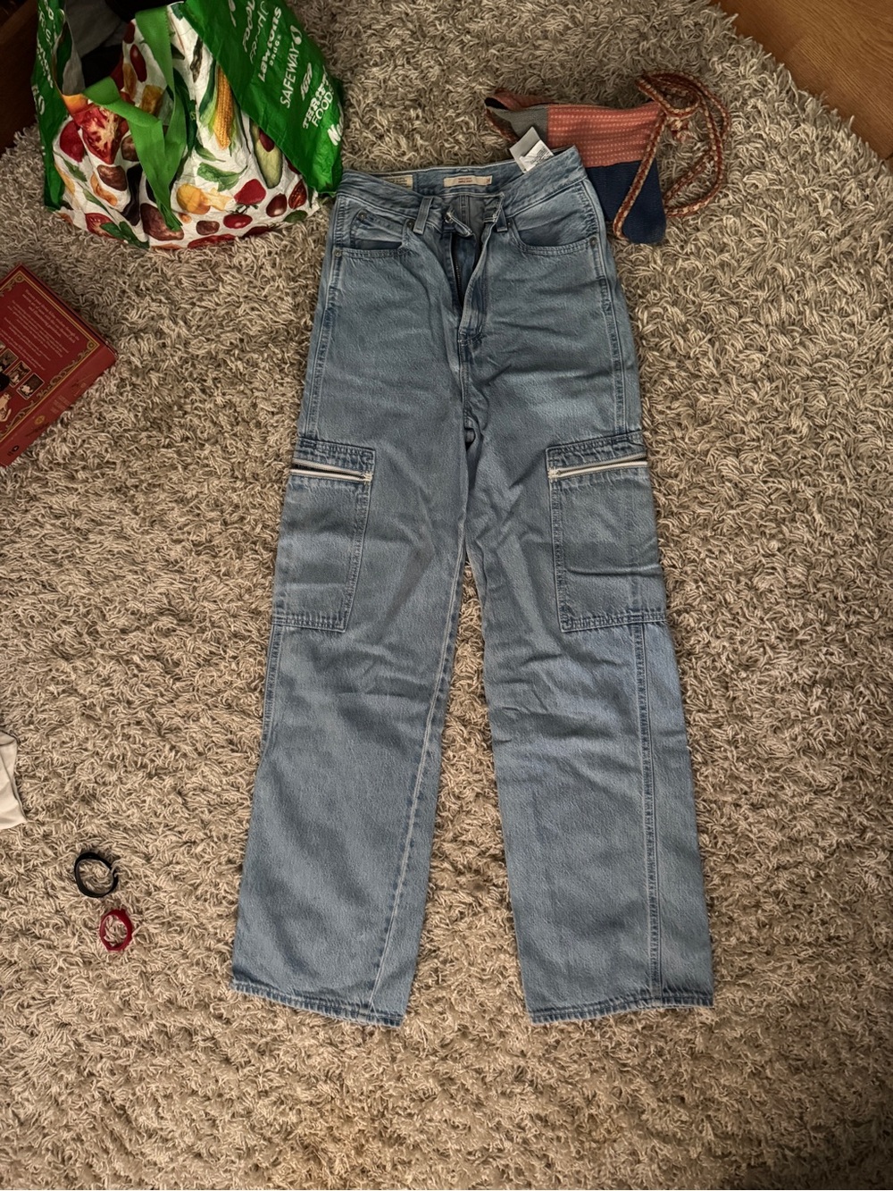 Levi's Light Blue High-Rise Cargo Jeans - Relaxed Straight Leg
